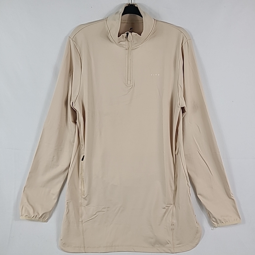 NEW FITH Women’s Motion High Neck Quarter-Zip Top Beige Sz XL NWT
